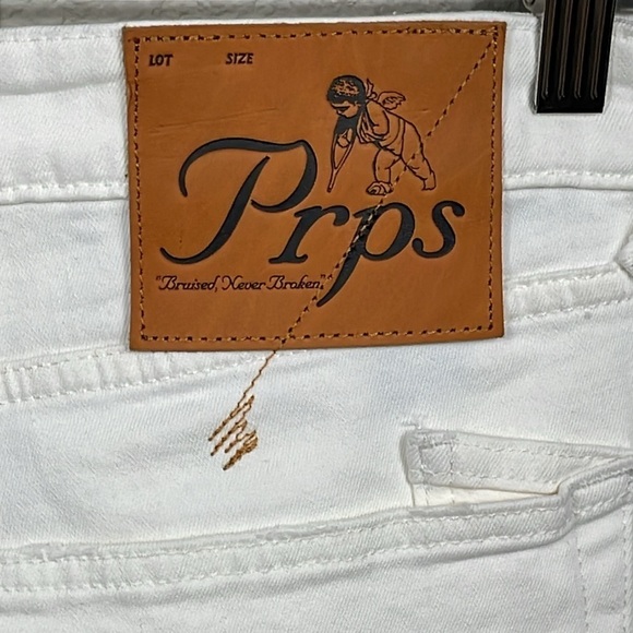NWT Prps Windsor Fit Tapered Skinny Jeans White Distressed Japanese Denim 42 - Picture 8 of 16